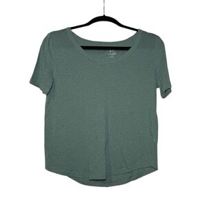 GAP Linen Blend Jersey Tee Green Short Sleeve Size XS